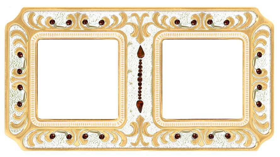 Рамка двойная Fede Palace светлое золото-белая патина FD01352OPCL